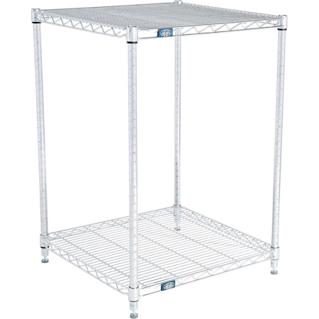 Nexel 2 Shelf, Chrome Wire Shelving Unit, Starter, 24inW x 24inD x 34inH B3124485